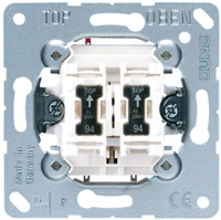 Механизм Выключатель кнопочный 2-клавишный с подсветкой 2НО-контакта 10A Jung