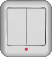 Выключатель 2-клавишный с индикацией 6A накладной в сборе (DIY) Wessen Прима Белый