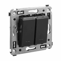 Инвертор 2-клавишный в стену DKC Avanti Черный матовый