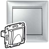 Розетка с заземлением 1-ая с крышкой винт.зажим Legrand Valena Алюминий