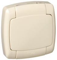 Розетка 1-ая с заземлением с защитными шторками с крышкой 16A скрытой установки IP44 Wessen Рондо Слоновая кость