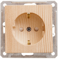 Розетка с заземлением с защитными шторками Wessen 59 Сосна