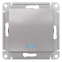 Переключатель 1-клавишный с подсветкой сх.6A 10AX механизам Schneider Electric AtlasDesign Алюминий