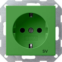 Розетка 1-ая с заземлением с маркировкой SV (обычные меры безопасности) Gira System-55 Зеленый глянецевый