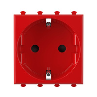 Розетка модульная, 2P+E, с з/ш, "Avanti", "Красный квадрат", 2 модуля DKC