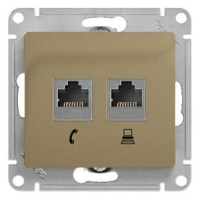 Розетка двойная телефонная RJ11+ компьютерная RJ45 кат.5e Systeme Electric Glossa Титан