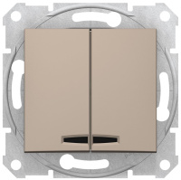 Выключатель 2-клавишный с подсветкой 10A Schneider Electric Sedna Титан