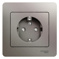 Розетка с заземлением со шторками 16A 250В в сборе Systeme Electric Glossa Платина