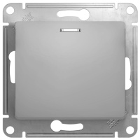 Выключатель 1-клавишный с подсветкой 10A (схема 1a) Systeme Electric Glossa Алюминий