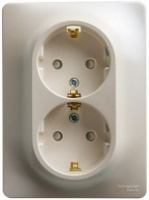 Розетка двойная с заземлением 16A 250В в сборе Systeme Electric Glossa Молочный