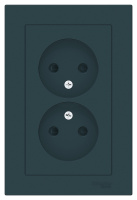 Розетка двойная без заземления со шторками 16A в сборе Schneider Electric AtlasDesign Изумруд