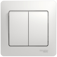 Выключатель 2-клавишный (схема 5) в сборе с рамкой Systeme Electric Glossa Белый
