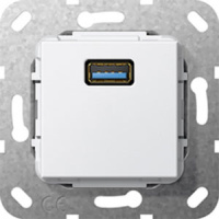 Разъем USB 3.0 тип A разветвительный кабель Gira System-55 E22 F100 Белый глянец