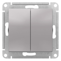 Выключатель 2-клавишный сх.5 10AX механизм Schneider Electric AtlasDesign Алюминий