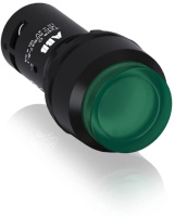 Кнопка с подсветкой CP4-13G-10 зеленая 220В AC/DC с выступающей клавишей с фиксацией 1НО ABB 