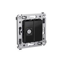 Розетка TV проходная в стену, "Avanti", "Черный квадрат" DKC