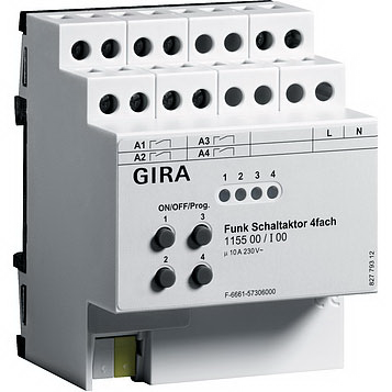 Радиокоммутатор REG-типа 4-канальный с ручным управлением на DIN-рейку Gira FKB-SYS Gira Funkbus System 115500Gira
