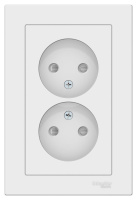 Розетка двойная без заземления со шторками 16A в сборе Schneider Electric AtlasDesign Белый