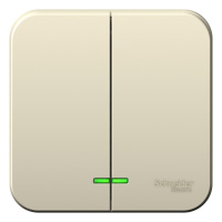 Выключатель 2-клавишный накладного монтажа с подсветкой 10A 250B Systeme Electric Blanca Молочный