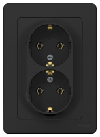 Розетка двойная с заземлением без шторок скрытой установки 16A 250В Systeme Electric Blanca Антрацит