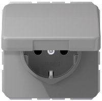 Механизм Розетка штепсельная SCHUKO 16A 250В~ со шторками, влагозащищенная Jung Серый