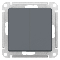 Выключатель 2-клавишный сх.5 10AX механизм Schneider Electric AtlasDesign Грифель