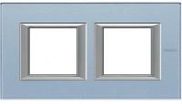 Рамка прямоугольная горизонтальная 2+2 мод Bticino Axolute Голубое стекло 
