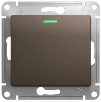 Переключатель 1-клавишный с подсветкой (схема 6A) 10AX механизам Systeme Electric Glossa Шоколад