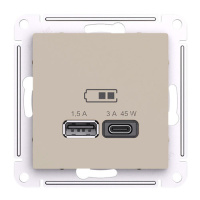 SE AtlasDesign Розетка USB высокоскор.заряд. Песочный A + тип-C 45Вт QC PD механизм