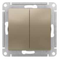 Выключатель 2-клавишный сх.5 10AX механизм Schneider Electric AtlasDesign Шампань