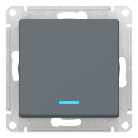 Переключатель 1-клавишный с подсветкой сх.6A 10AX механизам Schneider Electric AtlasDesign Грифель