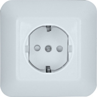 Розетка 1-ая с заземлением с защитными шторками 16A в сборе (опт) Wessen Прима Белый