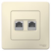 Розетка компьютерная скрытой установки RJ45 кат.5E + телефон RJ11 Systeme Electric Blanca Молочный