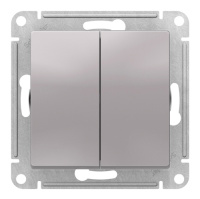 SE AtlasDesign Переключатель перекрестный 2-клавишный  2 x сх. 7, 10АХ, механизм Алюминий