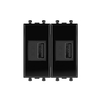 USB зарядное устройство модульное, "Avanti", "Черный квадрат", 2 модуля DKC