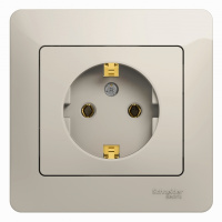 Розетка с заземлением 16A 250В в сборе Systeme Electric Glossa Молочный