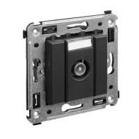 Розетка TV проходная в стену DKC Avanti Черный матовый