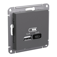 SE AtlasDesign Розетка USB Базальт A+С 5В/24А 2х5В/12А механизм