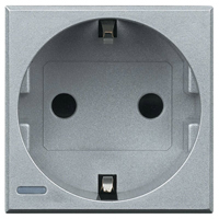 Розетка с заземлением защитными шторками винтовой зажим 2 мод Bticino Axolute Алюминий