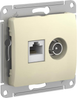 Розетка двойная ТВ + компьютерная RJ45 кат. 5Е механизм Systeme Electric Glossa Бежевый