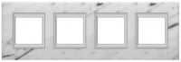 Рамка прямоугольная вертикальная немецкий стандарт 2+2+2+2 мод Bticino Axolute Белый мрамор Каррара
