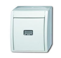 Кнопка 1-клавишная 1-полюсная с N-клеммой IP44 для открытого монтажа ABB Ocean Альпийский белый