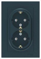 Розетка двойная с заземлением со шторками 16A в сборе Schneider Electric AtlasDesign Изумруд