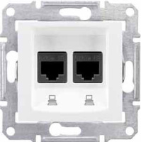 Розетка компьютерная 2-ая RJ45 кат.5e UTP неэкранированная Schneider Electric Sedna Белый