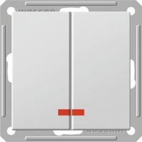 Выключатель 2-клавишный (схема 5) с индикацией 16A Wessen 59 Белый