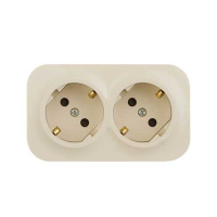Розеточный блок с предварительным подключением 2 x 2К+З с защитными шторками - 16 A - 250 В~  IP 20 Legrand Quteo Слоновая кость 