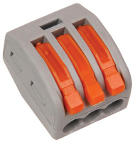 Клемма многоразовая, 3 контакта, 0.08-4мм2 серый/оранжевый IEK СМК 222-413