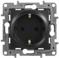 Розетка 2К+З немецкий стандарт винтовые зажимы 16 A 250 В~ Legrand Etika Антрацит