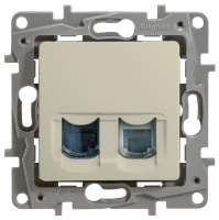 Розетка телефонная RJ11 + RJ45 категория 5e UTP IEK Etika Cлоновая кость