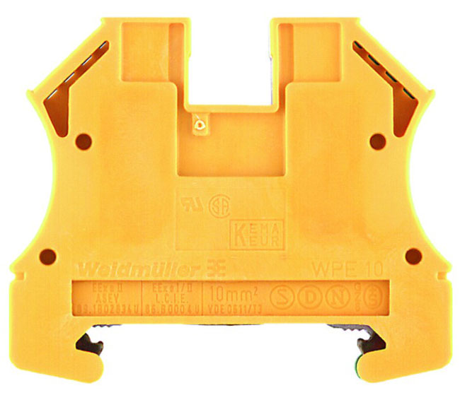Клеммник заземления WPE 10 винт 10 мм.кв желто-зеленый Weidmuller ...